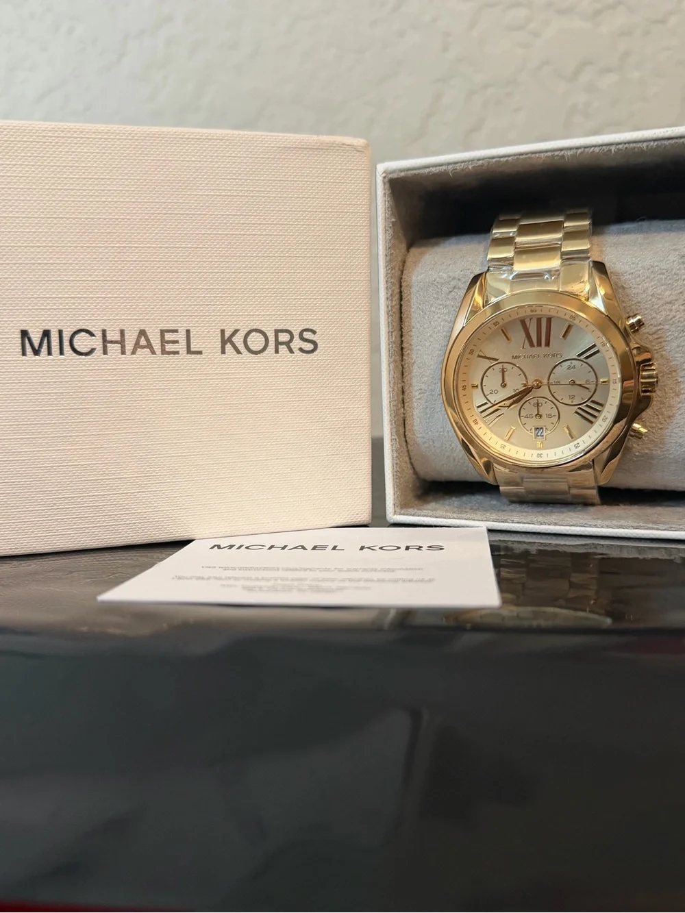 NWT Michael Kors Bradshaw Gold Chronograph Watch • MK5605